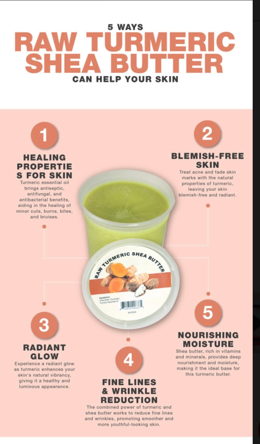 Raw Turmeric Shea Butter - 9oz