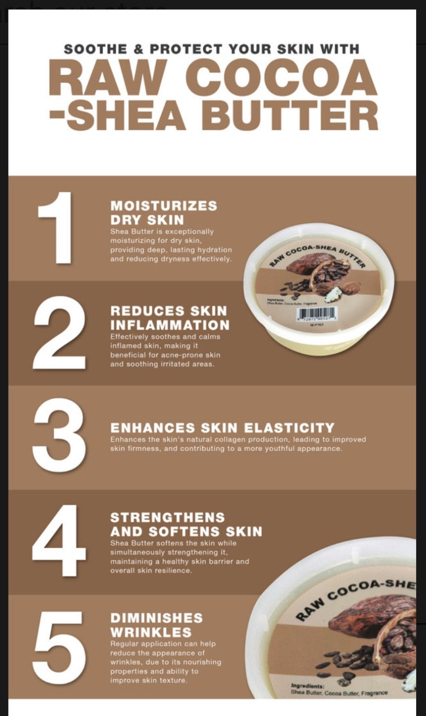 Raw Cocoa - Shea Butter for Dry Skin Repair & Deep Hydration