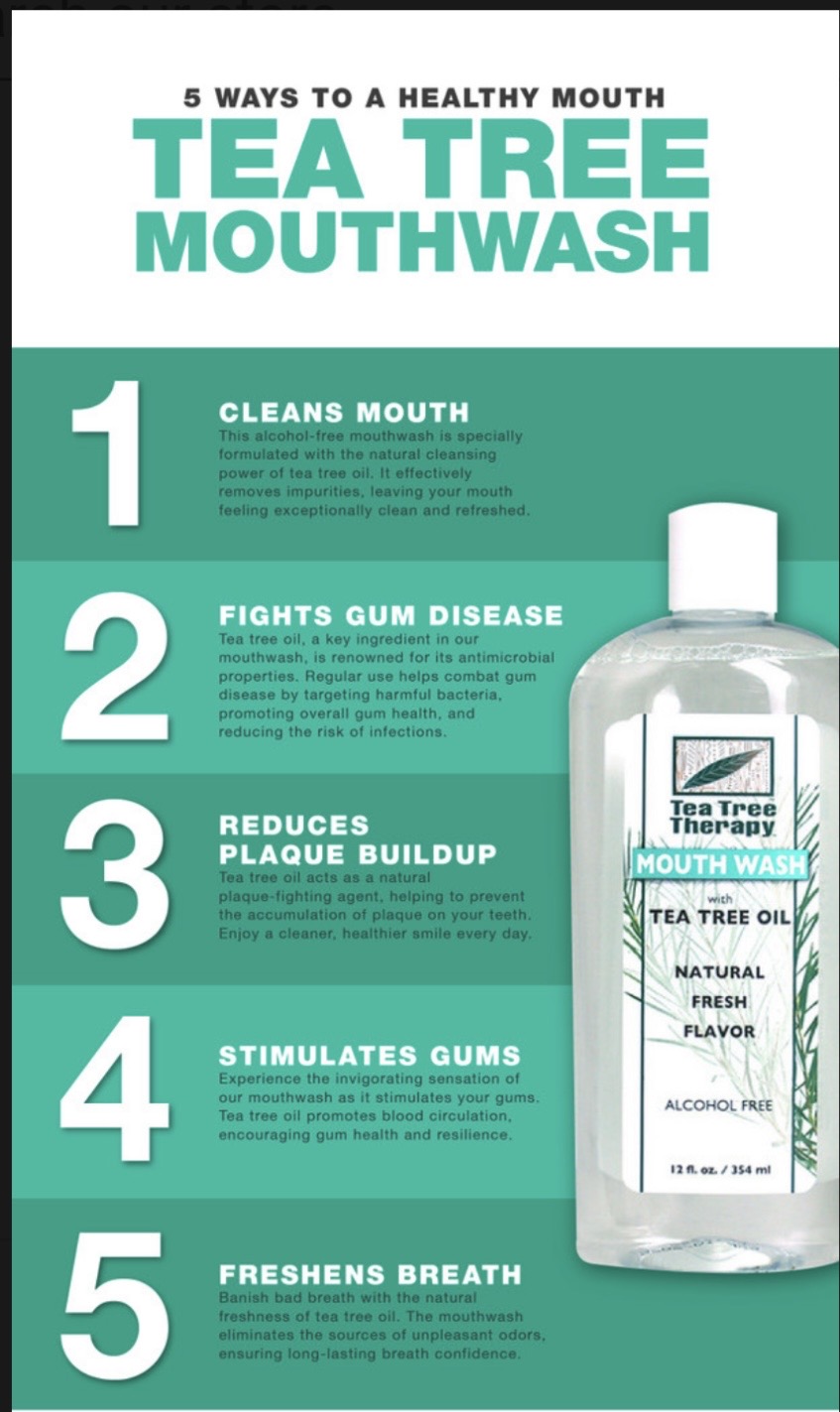Natural Tea Tree Mouth Wash - 12 oz
